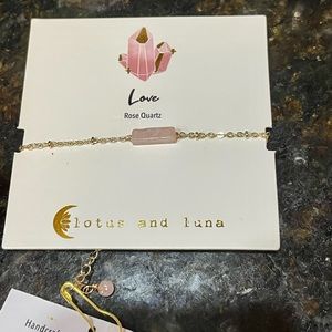 Lotus and Luna Rose Quartz Stone Bracelet